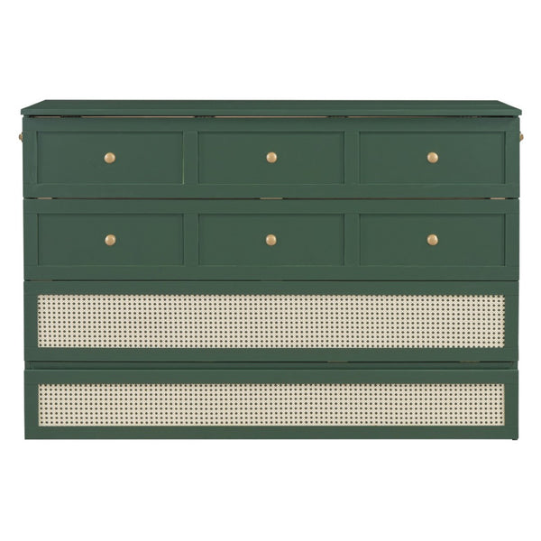 HomeRoots Green Wood Queen Murphy Bed - Stylish Space-Saving Design with Durable Construction for Modern Homes 596493