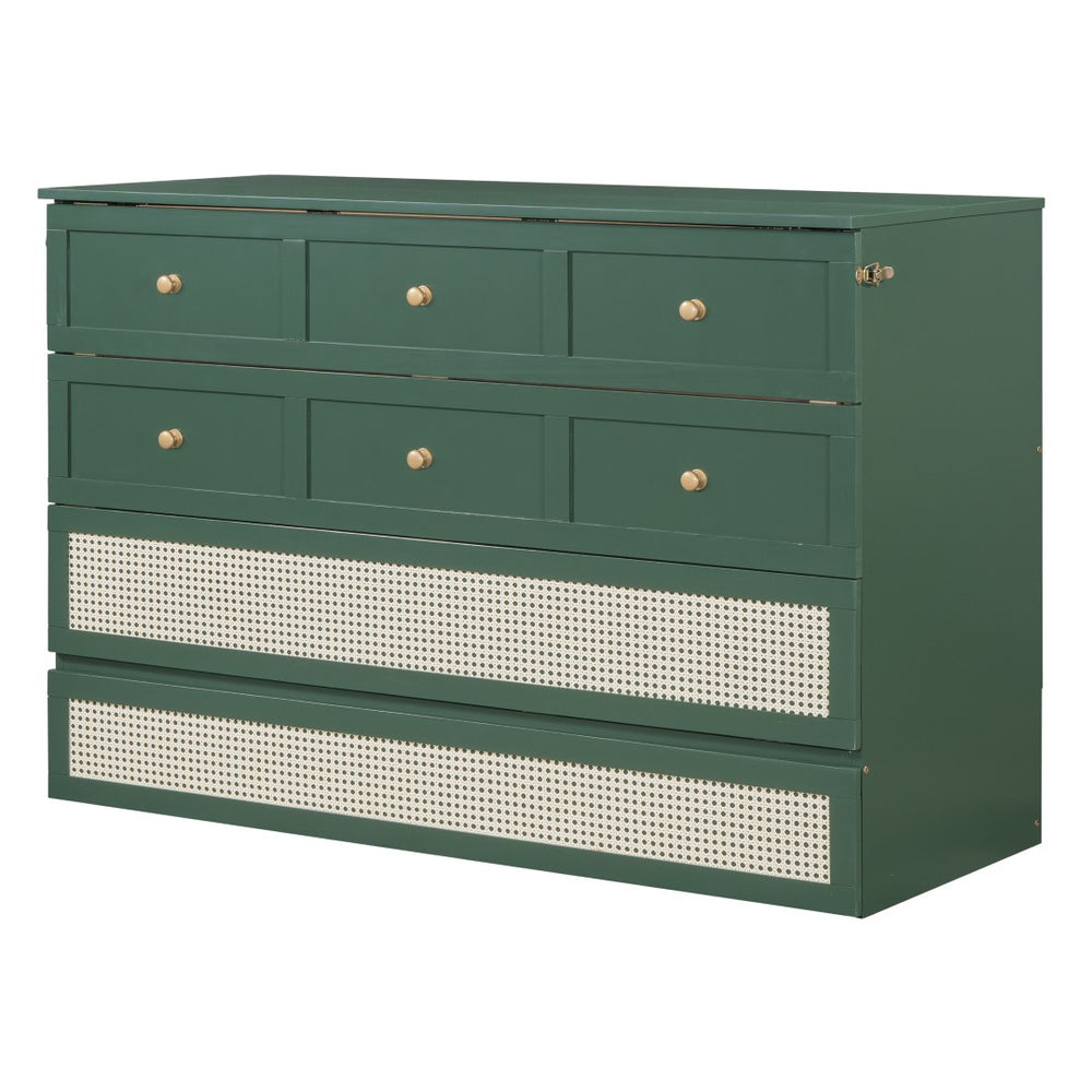 HomeRoots Green Wood Queen Murphy Bed - Stylish Space-Saving Design with Durable Construction for Modern Homes 596493