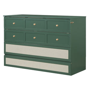 HomeRoots Green Wood Queen Murphy Bed - Stylish Space-Saving Design with Durable Construction for Modern Homes 596493