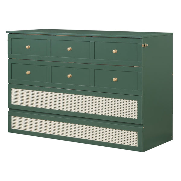 HomeRoots Green Wood Queen Murphy Bed - Stylish Space-Saving Design with Durable Construction for Modern Homes 596493