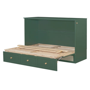 HomeRoots Green Wood Queen Murphy Bed - Stylish Space-Saving Design with Durable Construction for Modern Homes 596493