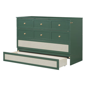 HomeRoots Green Wood Queen Murphy Bed - Stylish Space-Saving Design with Durable Construction for Modern Homes 596493