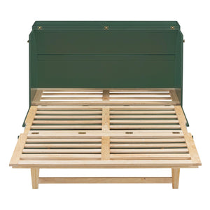 HomeRoots Green Wood Queen Murphy Bed - Stylish Space-Saving Design with Durable Construction for Modern Homes 596493