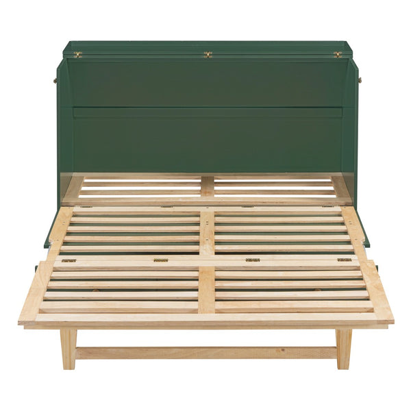HomeRoots Green Wood Queen Murphy Bed - Stylish Space-Saving Design with Durable Construction for Modern Homes 596493
