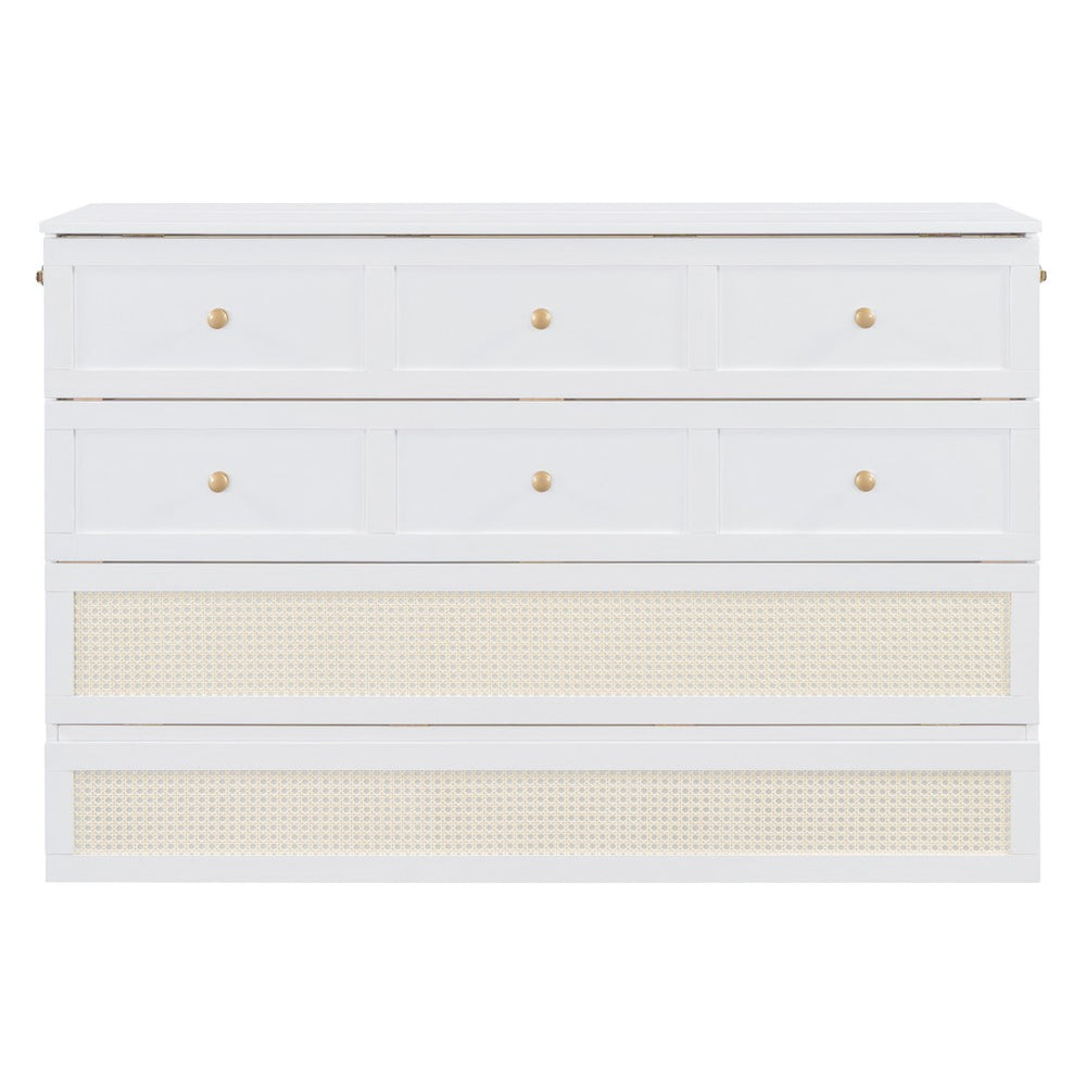 HomeRoots White Wood Queen Murphy Bed - Space-Saving Elegance for Small Rooms, Studios & Guest Spaces 596494