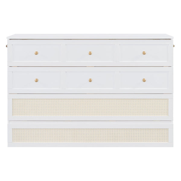 HomeRoots White Wood Queen Murphy Bed - Space-Saving Elegance for Small Rooms, Studios & Guest Spaces 596494