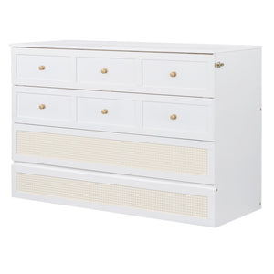 HomeRoots White Wood Queen Murphy Bed - Space-Saving Elegance for Small Rooms, Studios & Guest Spaces 596494