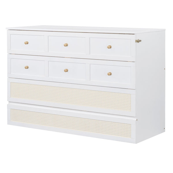 HomeRoots White Wood Queen Murphy Bed - Space-Saving Elegance for Small Rooms, Studios & Guest Spaces 596494
