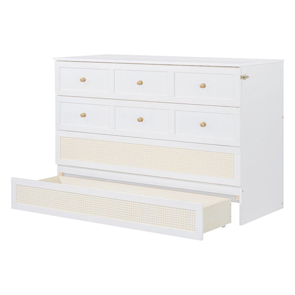 HomeRoots White Wood Queen Murphy Bed - Space-Saving Elegance for Small Rooms, Studios & Guest Spaces 596494