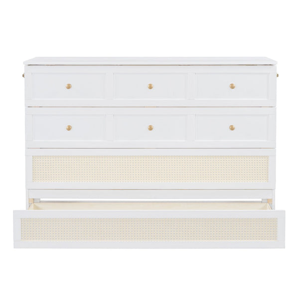 HomeRoots White Wood Queen Murphy Bed - Space-Saving Elegance for Small Rooms, Studios & Guest Spaces 596494