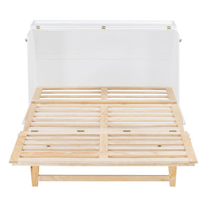 HomeRoots White Wood Queen Murphy Bed - Space-Saving Elegance for Small Rooms, Studios & Guest Spaces 596494