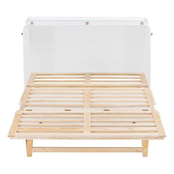 HomeRoots White Wood Queen Murphy Bed - Space-Saving Elegance for Small Rooms, Studios & Guest Spaces 596494