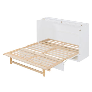 HomeRoots White Wood Queen Murphy Bed - Space-Saving Elegance for Small Rooms, Studios & Guest Spaces 596494