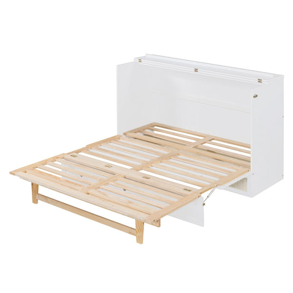 HomeRoots White Wood Queen Murphy Bed - Space-Saving Elegance for Small Rooms, Studios & Guest Spaces 596494