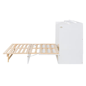 HomeRoots White Wood Queen Murphy Bed - Space-Saving Elegance for Small Rooms, Studios & Guest Spaces 596494