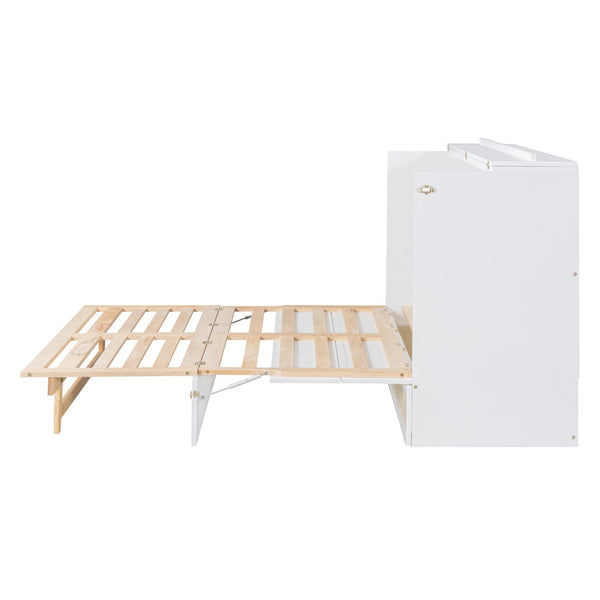 HomeRoots White Wood Queen Murphy Bed - Space-Saving Elegance for Small Rooms, Studios & Guest Spaces 596494