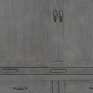 HomeRoots Gray Wood Queen Murphy Bed - Stylish Space-Saving Design with USB Charging for Small Rooms 596495