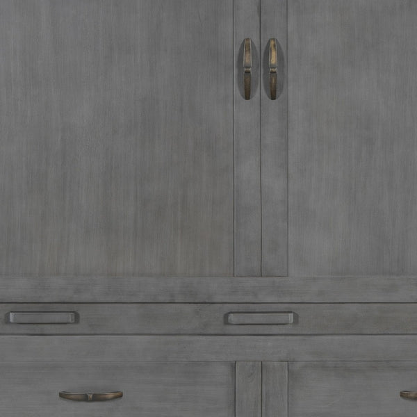 HomeRoots Gray Wood Queen Murphy Bed - Stylish Space-Saving Design with USB Charging for Small Rooms 596495