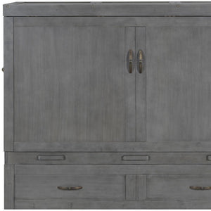 HomeRoots Gray Wood Queen Murphy Bed - Stylish Space-Saving Design with USB Charging for Small Rooms 596495