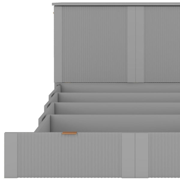 HomeRoots Gray Wood Full Murphy Bed with USB Port – Space-Saving, Stylish, and Functional Solution for Any Room 596498