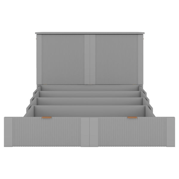 HomeRoots Gray Wood Full Murphy Bed with USB Port – Space-Saving, Stylish, and Functional Solution for Any Room 596498