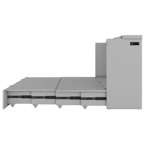 HomeRoots Gray Wood Full Murphy Bed with USB Port – Space-Saving, Stylish, and Functional Solution for Any Room 596498
