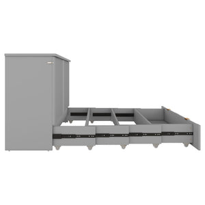 HomeRoots Gray Wood Full Murphy Bed with USB Port – Space-Saving, Stylish, and Functional Solution for Any Room 596498