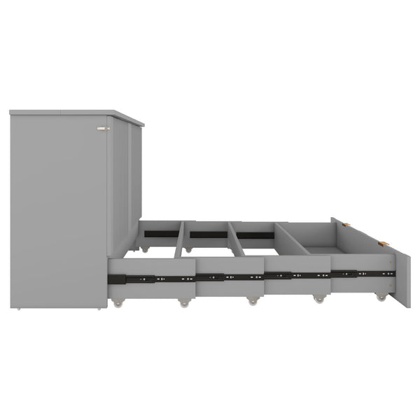 HomeRoots Gray Wood Full Murphy Bed with USB Port – Space-Saving, Stylish, and Functional Solution for Any Room 596498