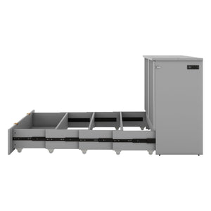 HomeRoots Gray Wood Queen Murphy Bed with Integrated USB – Space-Saving Design for Stylish Modern Living 596499