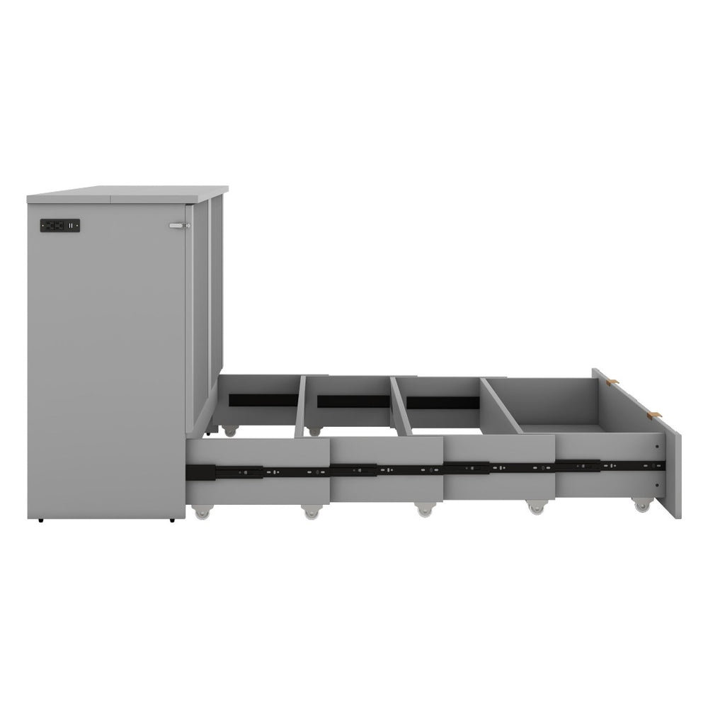 HomeRoots Gray Wood Queen Murphy Bed with Integrated USB – Space-Saving Design for Stylish Modern Living 596499