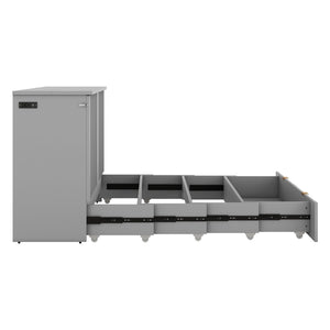 HomeRoots Gray Wood Queen Murphy Bed with Integrated USB – Space-Saving Design for Stylish Modern Living 596499