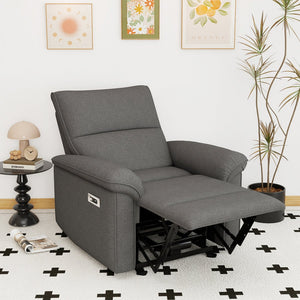 English Elm Wall Zero Wall Power Recliner Chair with Overstuffed Backrest, USB Type-C Charging Port, Space-Saving Electric Recliner for Small Rooms Dark Gray W1028S00055