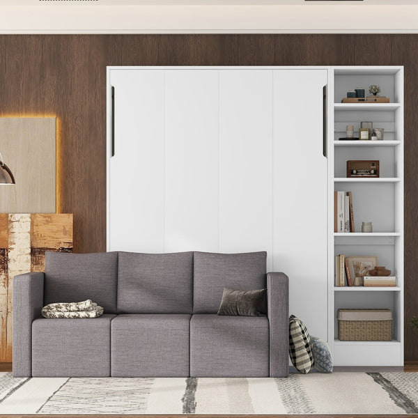 HomeRoots White Wood Full Murphy Bed - Elegant Space-Saving Design, Stylish Cabinet, Perfect for Any Room! 596500