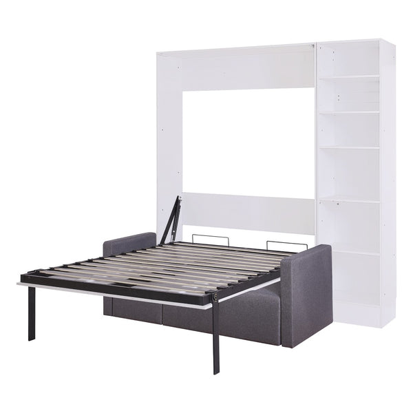 HomeRoots White Wood Full Murphy Bed - Elegant Space-Saving Design, Stylish Cabinet, Perfect for Any Room! 596500