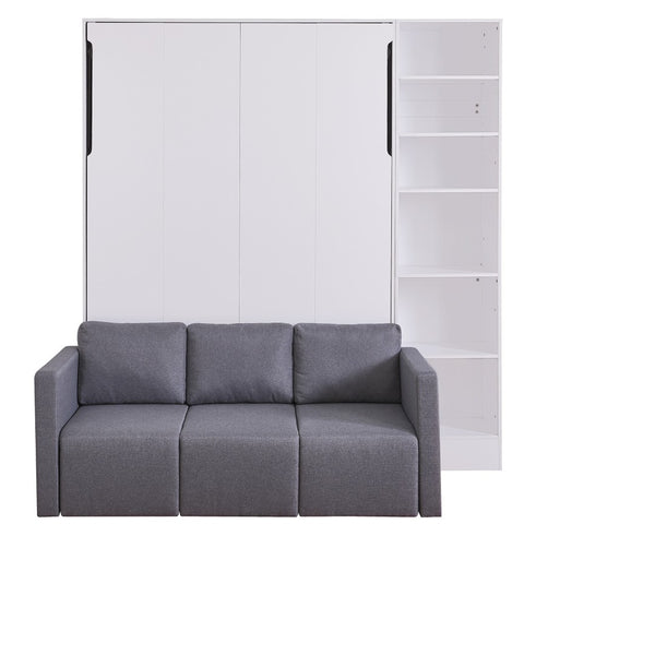 HomeRoots White Wood Full Murphy Bed - Elegant Space-Saving Design, Stylish Cabinet, Perfect for Any Room! 596500