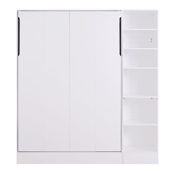 HomeRoots White Wood Full Murphy Bed - Elegant Space-Saving Design, Stylish Cabinet, Perfect for Any Room! 596500