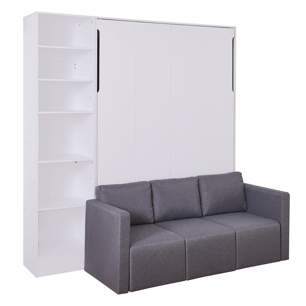 HomeRoots White Wood Full Murphy Bed - Elegant Space-Saving Design, Stylish Cabinet, Perfect for Any Room! 596500