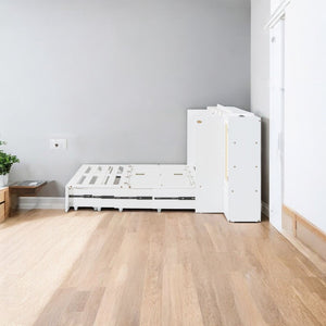 HomeRoots White Wood Full Murphy Bed with USB Port – Space-Saving Design for Stylish Small Rooms & Guest Use 596502