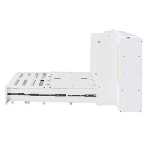 HomeRoots White Wood Full Murphy Bed with USB Port – Space-Saving Design for Stylish Small Rooms & Guest Use 596502