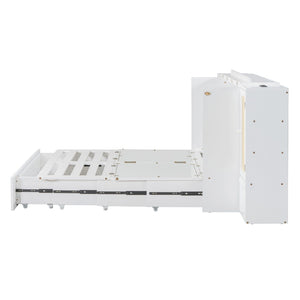 HomeRoots White Wood Queen Murphy Bed with USB Charging – Stylish, Space-Saving Comfort for Any Room! 596504