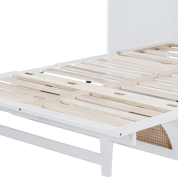 HomeRoots White Wood Full Murphy Bed with USB Port - Space-Saving Wall Bed for Stylish Multi-Purpose Rooms 596506