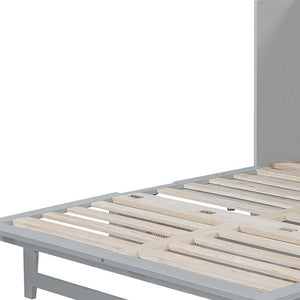 HomeRoots Gray Wood Queen Murphy Bed - Space-Saving Design with USB Ports for Modern Living & Stylish Comfort 596507