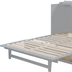 HomeRoots Gray Wood Queen Murphy Bed - Space-Saving Design with USB Ports for Modern Living & Stylish Comfort 596507