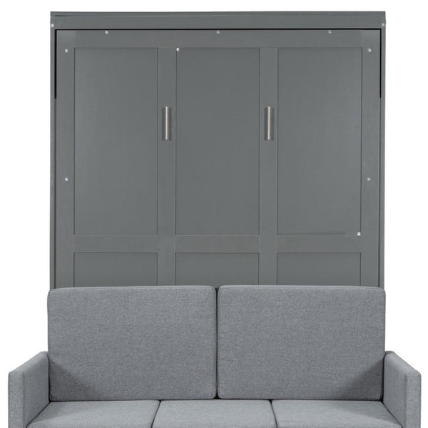 HomeRoots Gray Wood Full Murphy Bed - Stylish Space-Saving Design for Versatile Use in Guest Rooms & Studios 596509