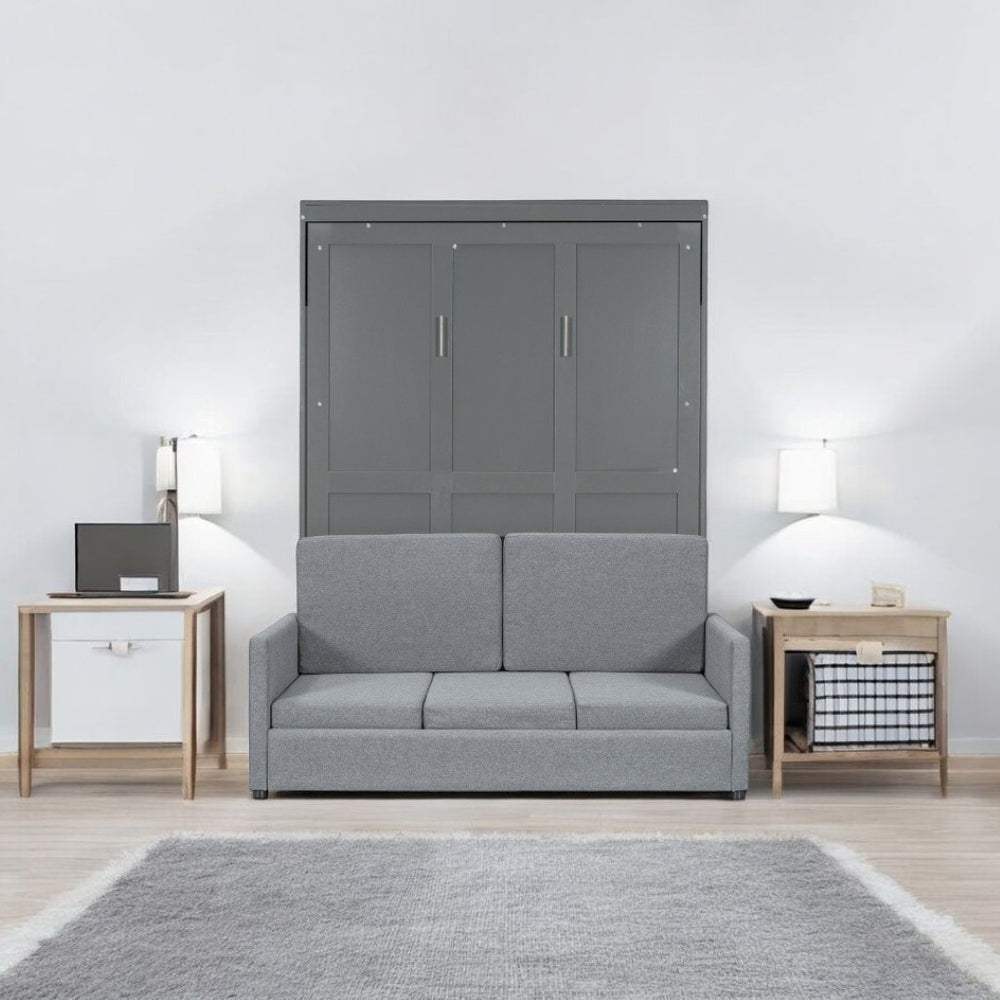 HomeRoots Gray Wood Full Murphy Bed - Stylish Space-Saving Design for Versatile Use in Guest Rooms & Studios 596509