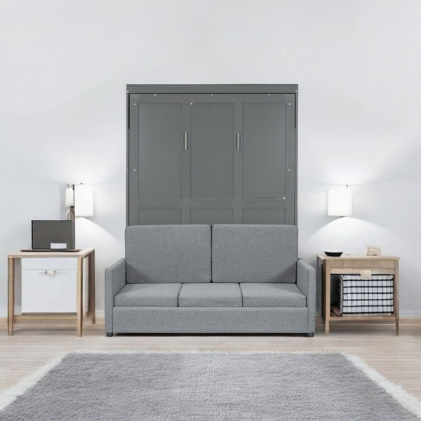 HomeRoots Gray Wood Full Murphy Bed - Stylish Space-Saving Design for Versatile Use in Guest Rooms & Studios 596509