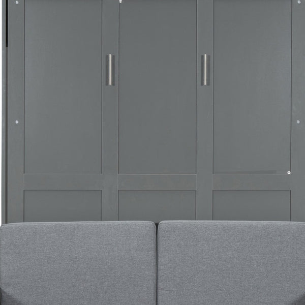 HomeRoots Gray Wood Full Murphy Bed - Stylish Space-Saving Design for Versatile Use in Guest Rooms & Studios 596509