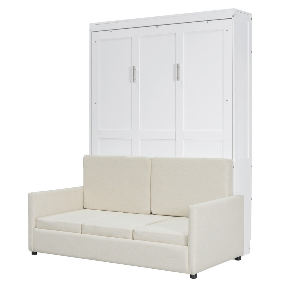 HomeRoots White Wood Full Murphy Bed – Space-Saving Elegance for Small Rooms, Stylish Design & Comfort! 596510