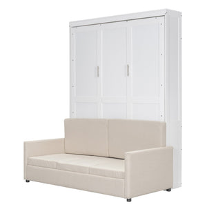 HomeRoots White Wood Queen Murphy Bed - Stylish Space-Saving Solution for Guest Rooms, Studios & Apartments 596511