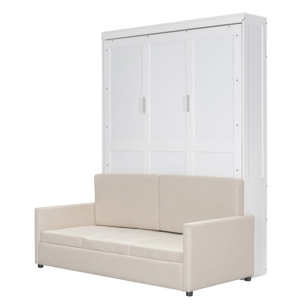 HomeRoots White Wood Queen Murphy Bed - Stylish Space-Saving Solution for Guest Rooms, Studios & Apartments 596511